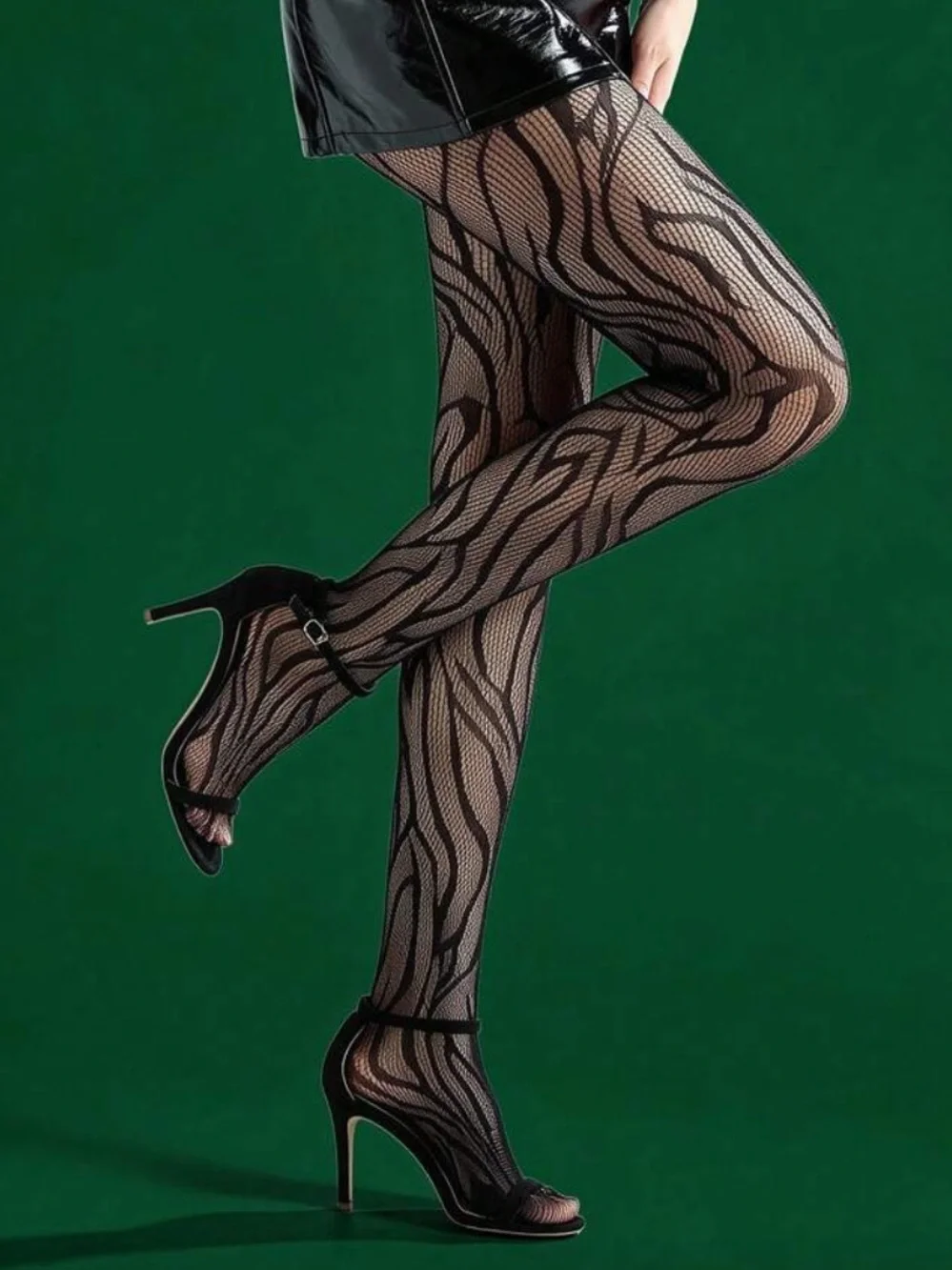 Sheer Black Patterned Fishnet Tights - Stylish Women's Hosiery